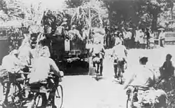 Image 27Japanese bicycle infantry move through Java during their occupation of the Dutch East Indies.  (from History of Indonesia)