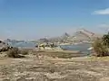 Scenic beauty of Jawai Dam. This image captures the amount of water level that has reduced in this Dam.