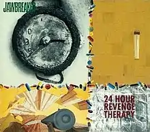 A 4x4 grid of images, from clockwise: matchsticks against a yellow background, the album's title on top of a silver surface, a top-down view of a canyon, and a melted clock face