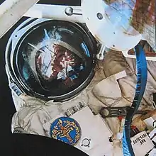 The arms depicted on Jean-Loup Chrétien's suit at the 1988 Aragatz mission to the Mir space station