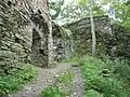 View of the castle gates and tower foundations