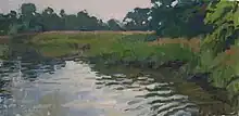 Evening, Duck River, 2004, oil on canvas, 24" x 48"