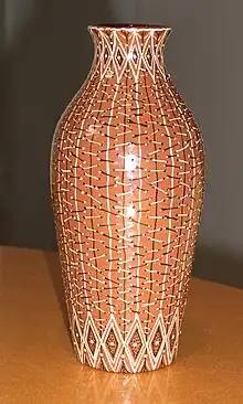 Jessie Tait tube lined vase, dated 1957