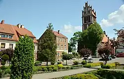 Town square with the church of Saint Bartholomew