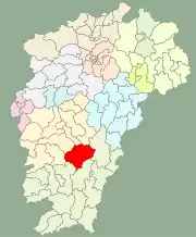 Location of Xingguo County (red) in Jiangxi