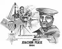 U.S. Navy recruiting poster highlighting Joachim Pease, 1970s