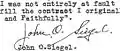 Signature of John Otto Siegel 1920