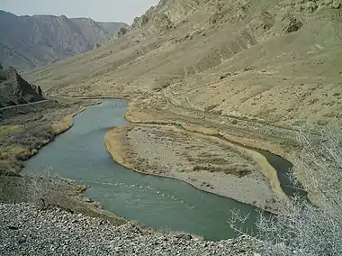 Aras River on the Iranian border near Julfa