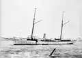 The yacht Alicia, later renamed the USS Hornet, as it appeared in 1895. Photograph by John S. Johnston.