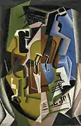 Juan Gris, 1917, Violon et journal, oil on panel, 92.3 × 60.3 cm. Galerie l'Effort Moderne, no. 5122