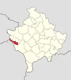 Location of the Junik municipality within Kosovo