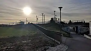 Elevated platform with underpass