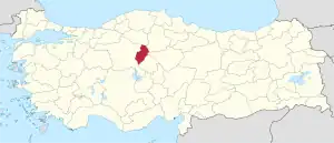 Location of the province within Turkey