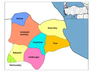 Districts of Kırklareli