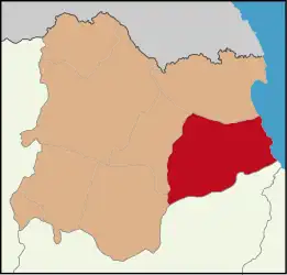 Map showing Vize District in Kırklareli Province