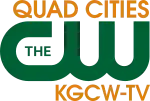 The CW network logo in green, with "Quad Cities" above it in orange and "K G C W - T V" beneath it in orange.