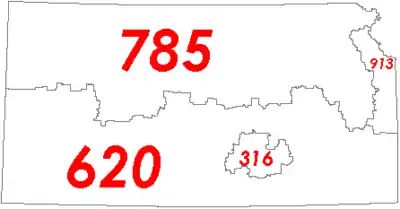 Area codes of Kansas