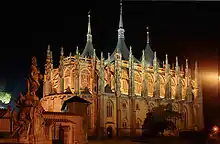 Kutná Hora, St. Barbara Church at the night