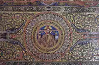 Damaged mosaic of Christ Pantocrator inside the Kaiser Wilhelm Memorial Church, c. 1895