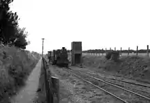 Locomotive taking water, Kirk Michael station, Isle of Man