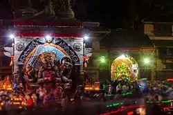 Kala Bhairav (left) and Sweta Bhairav (right) in Kathmandu Durbar Square, Nepal