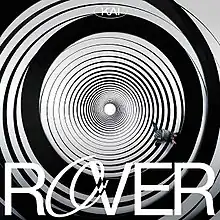 A spiral of concentric black and white circles with Kai walking on top of them, with the title superimposed