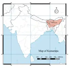 The traditional boundary of the Kamarupa kingdom