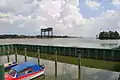 The Karnin Lift Bridge on the mainland - right, near Kamp