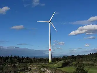 Kandrich plateau and wind power site (Typ E-70); view looking northeast to the Rhine