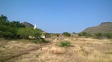 Temple and the fort at right