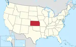 Map of the United States with Kansas highlighted