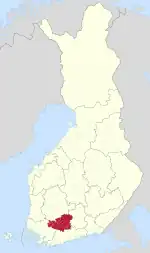 Kanta-Häme on a map of Finland