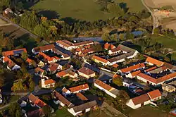 Aerial view of the centre of Komárov