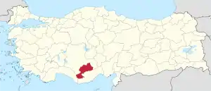 Location of the province within Turkey