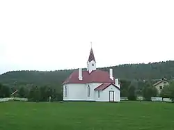 View of the historic church in the village