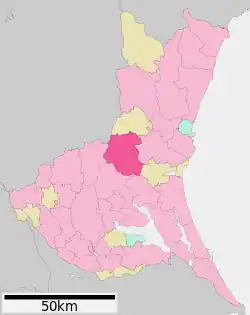 Location of Kasama in Ibaraki Prefecture