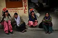 Brokpa women from Kargil, northern Ladakh, in local costumes