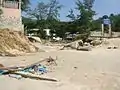 Destroyed beach access (about 2 meters of sand were washed away, leaving the access hanging in the air).