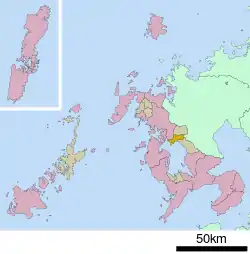 Location of Kawatana in Nagasaki Prefecture