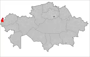 Location of Zhanybek District in Kazakhstan