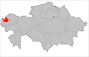 Location of Kaztal District in Kazakhstan