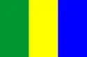 Flag with green, yellow and blue vertical stripes