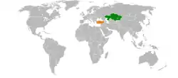 Map indicating locations of Kazakhstan and Turkey