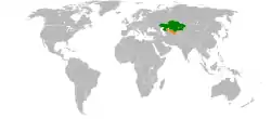 Map indicating locations of Kazakhstan and Uzbekistan