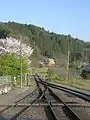 The view from the platform looking toward the end of the line, April 2009