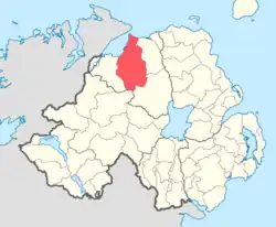 Location of Keenaght, County Londonderry, Northern Ireland.