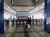 The fare gates at the station.