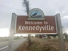 Visitor welcome sign to Kennedyville, MD