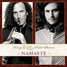 A black-and-white photo of Kenny G and Rahul Sharma