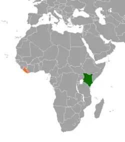 Map indicating locations of Kenya and Liberia